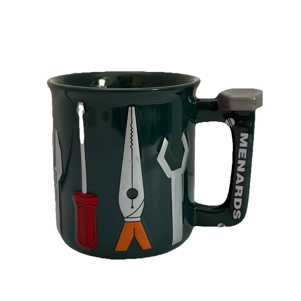 Menards 3D Tool Pliers Wrench Screwdriver Large 14 oz Green Coffee Tea Mug EUC